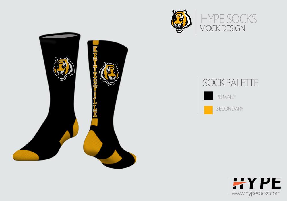 Men's HYPE Socks – Black/Gold, Tiger Gear, Keytesville R-III School  District